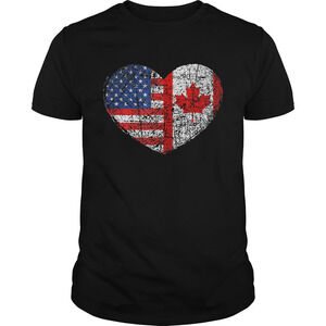 Usa Canada Heartdual Citizenship Shirt